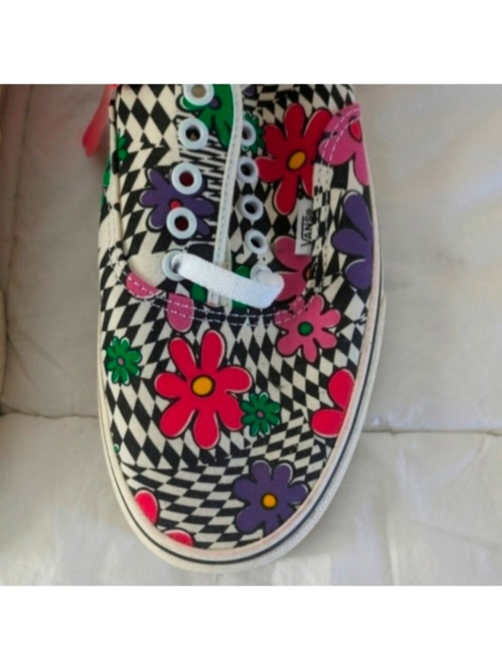 Vans Authentic Men 11.5 Printed Floral Checker Classic Canvas Retro Print 0826 - Picture 4 of 8